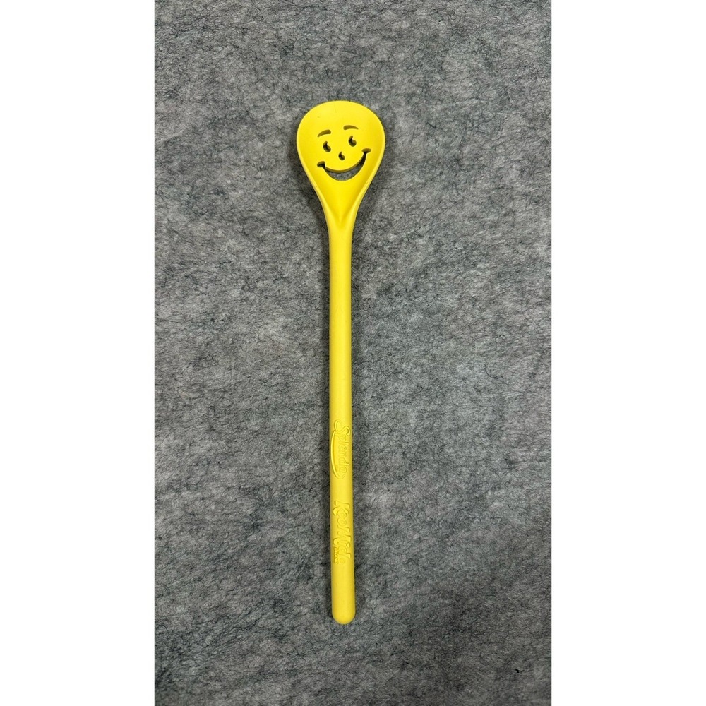 Vintage Splenda Kool-Aid long Spoon Face Yellow Plastic Mixing stirring Kool Aid